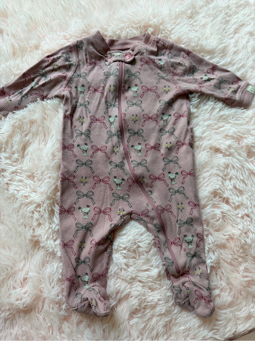Snoopy and Woodstock baby girl onesie
